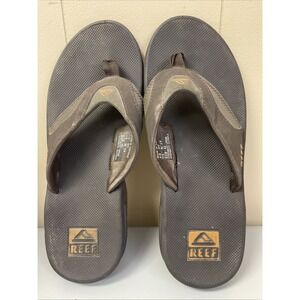 REEF "Fanning" Men's Flip-Flop Sandal & Sole Bottle Opener (Brown/Gum)